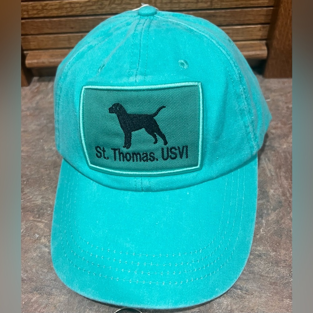 St Thomas USVI Baseball Cap with Backstrap with Embroidered Dog
